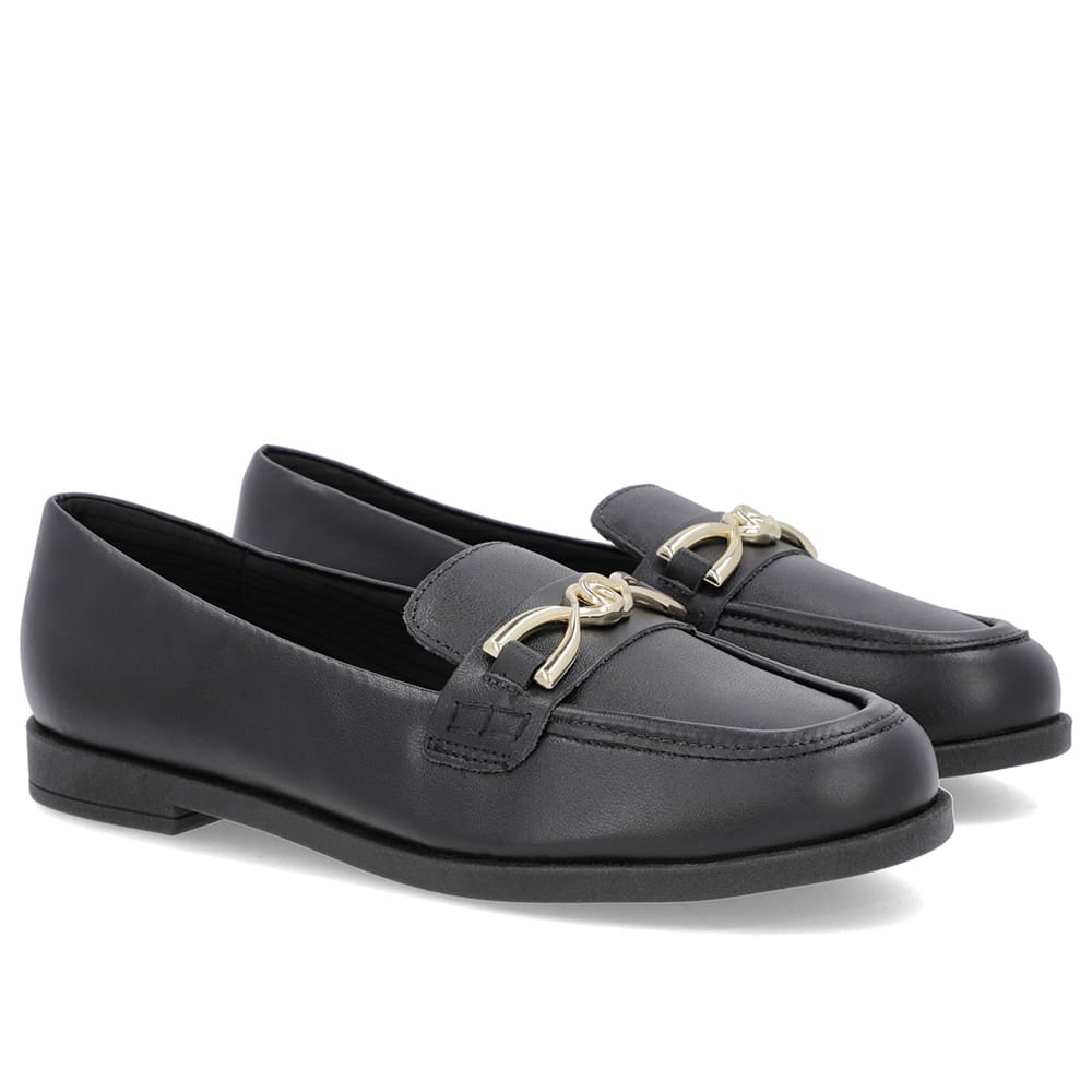 Mocassim Couro Preto Tira Bridão Preto 2