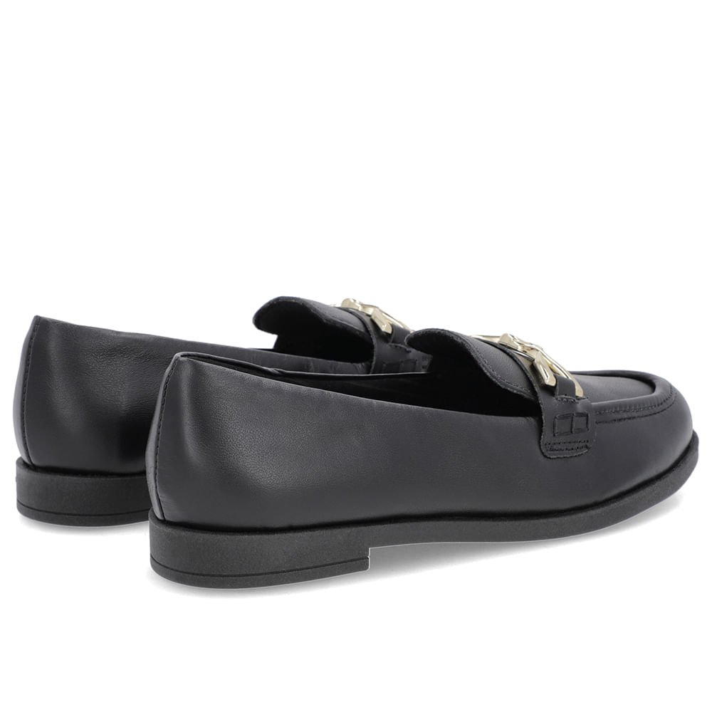 Mocassim Couro Preto Tira Bridão Preto 3