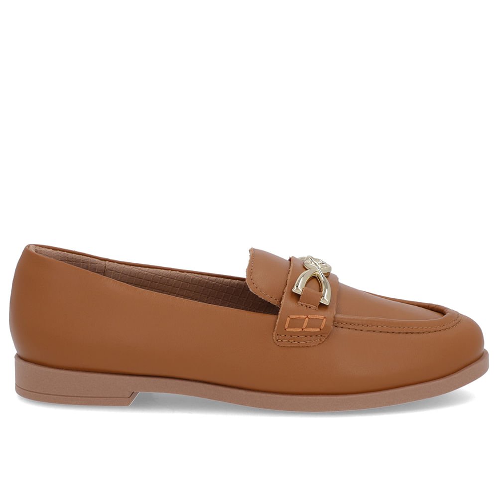 Mocassim Couro Marrom Tira Bridão