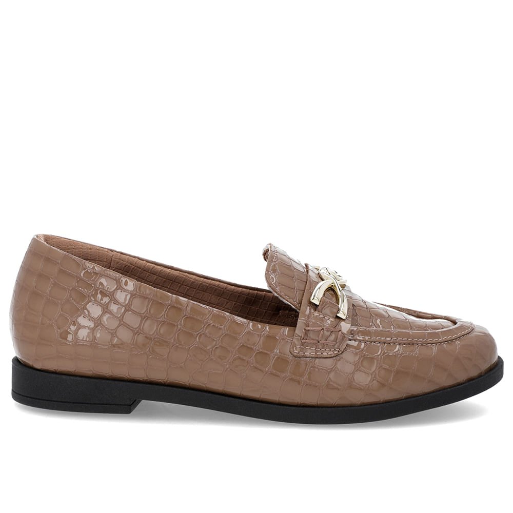 Mocassim Couro Marrom Claro Tira Bridão