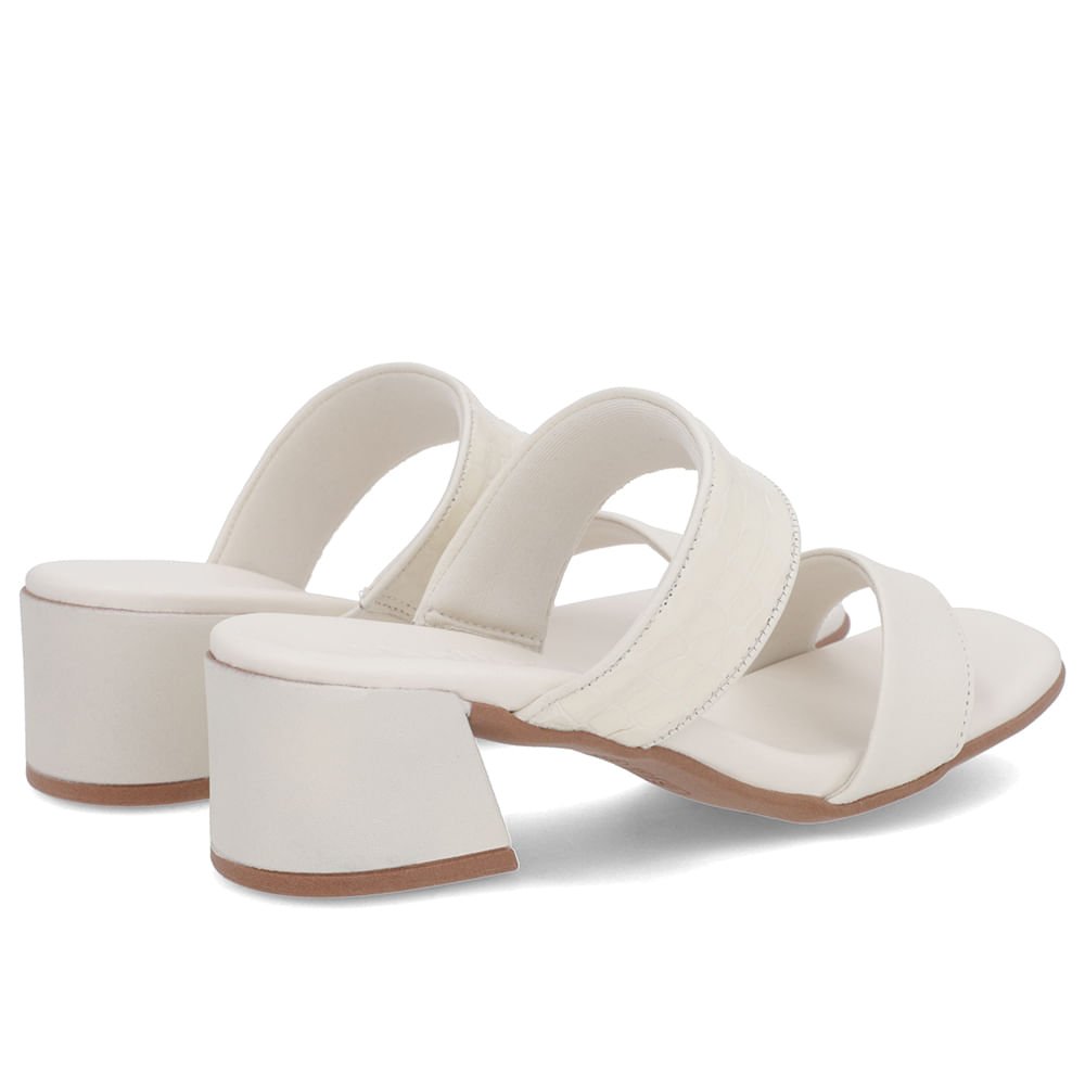 Tamanco Branco Marfim Salto Bloco Tiras Branco 3