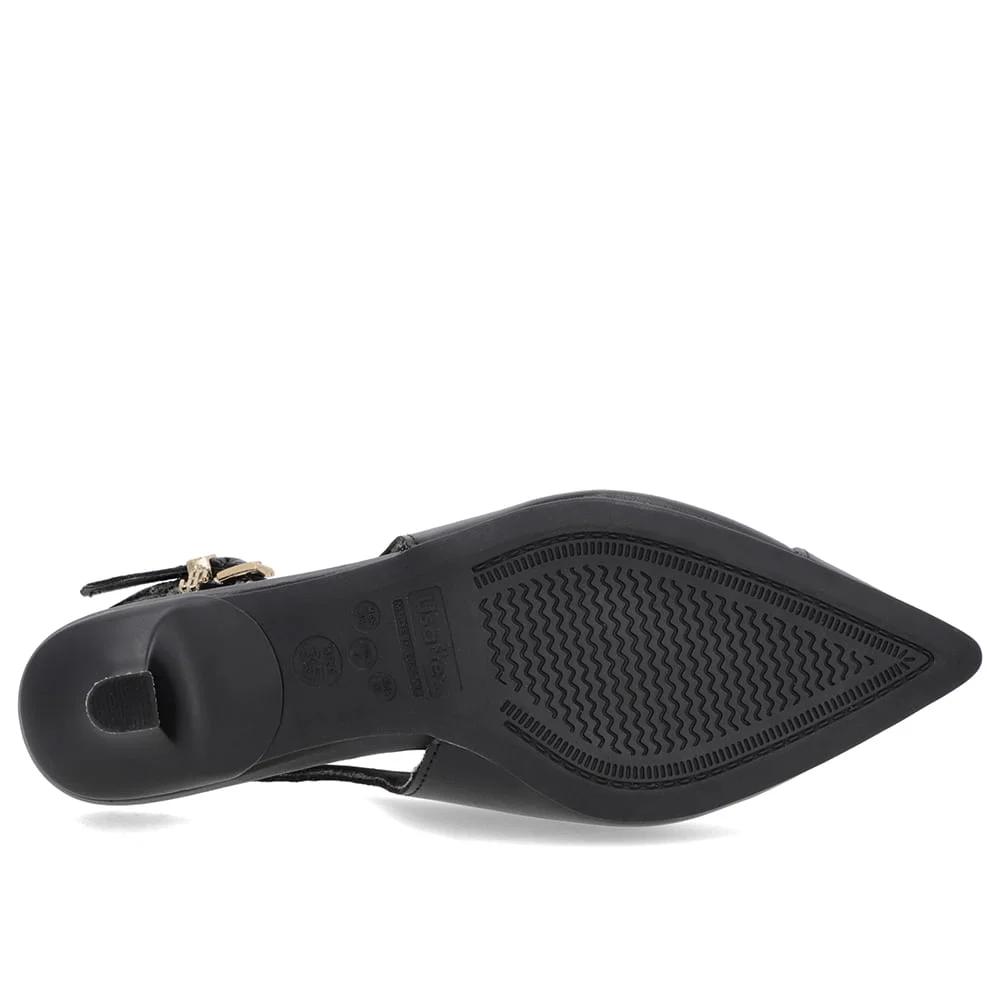 Slingback Preto Salto Kitten Semi Aberto Couro Preto 5