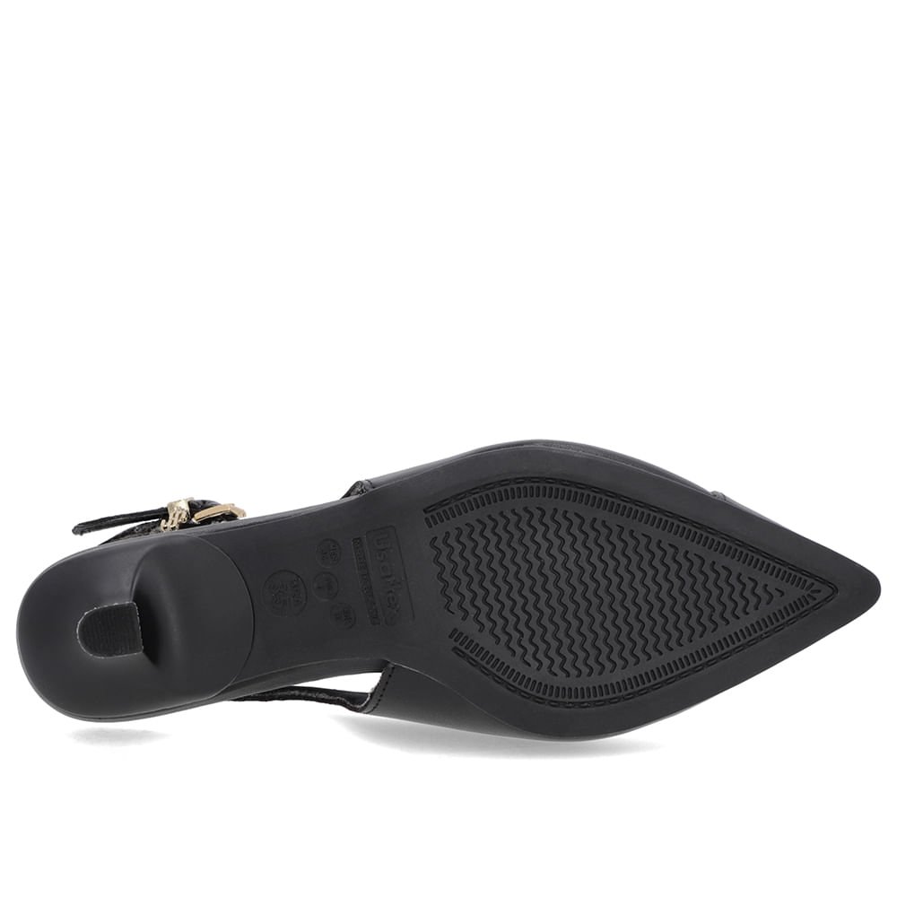 Slingback Preto Salto Kitten Semi Aberto Couro Preto 5