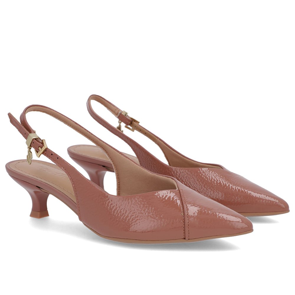 Slingback Rosa Salto Kitten Semi Aberto Couro Rosa 4