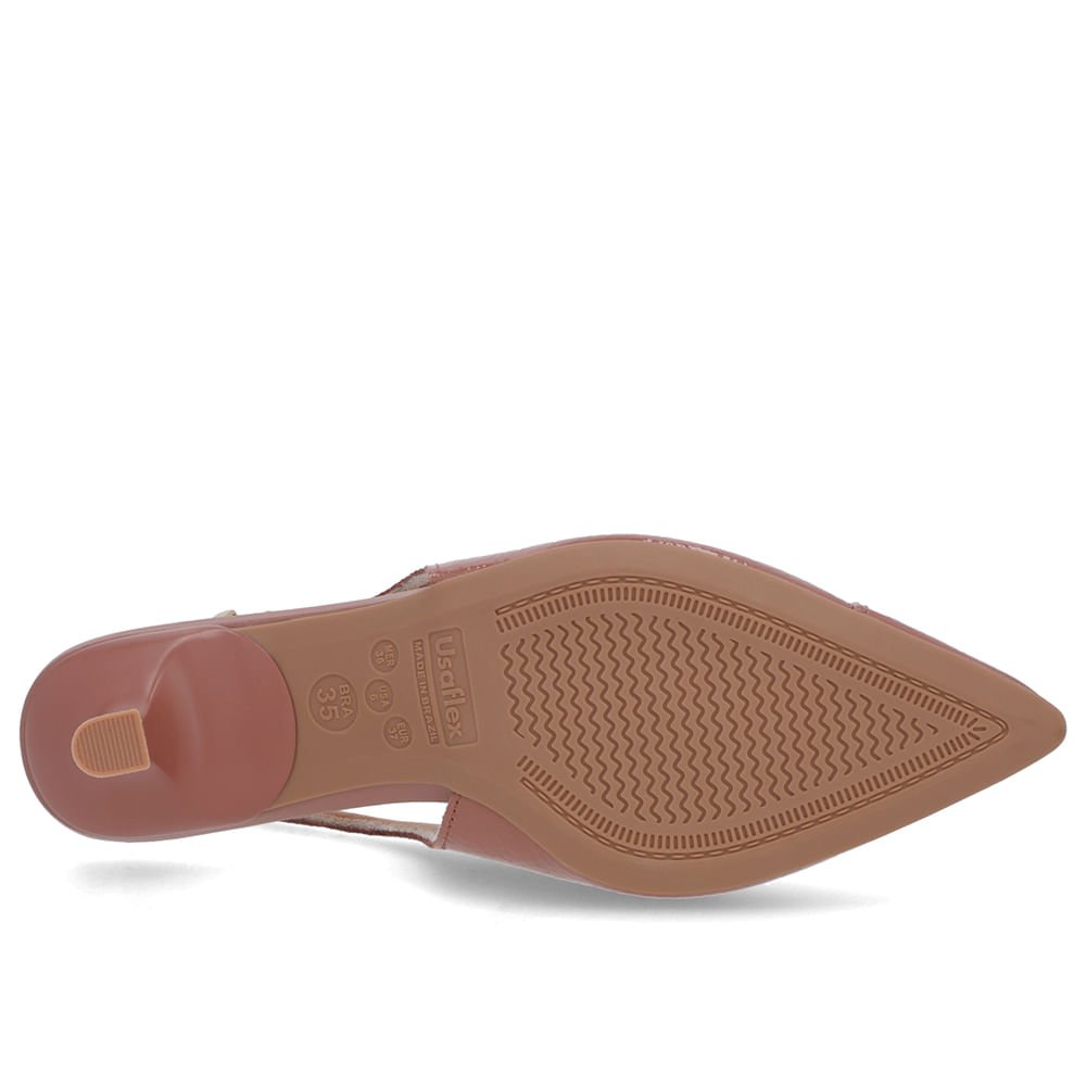 Slingback Rosa Salto Kitten Semi Aberto Couro Rosa 5
