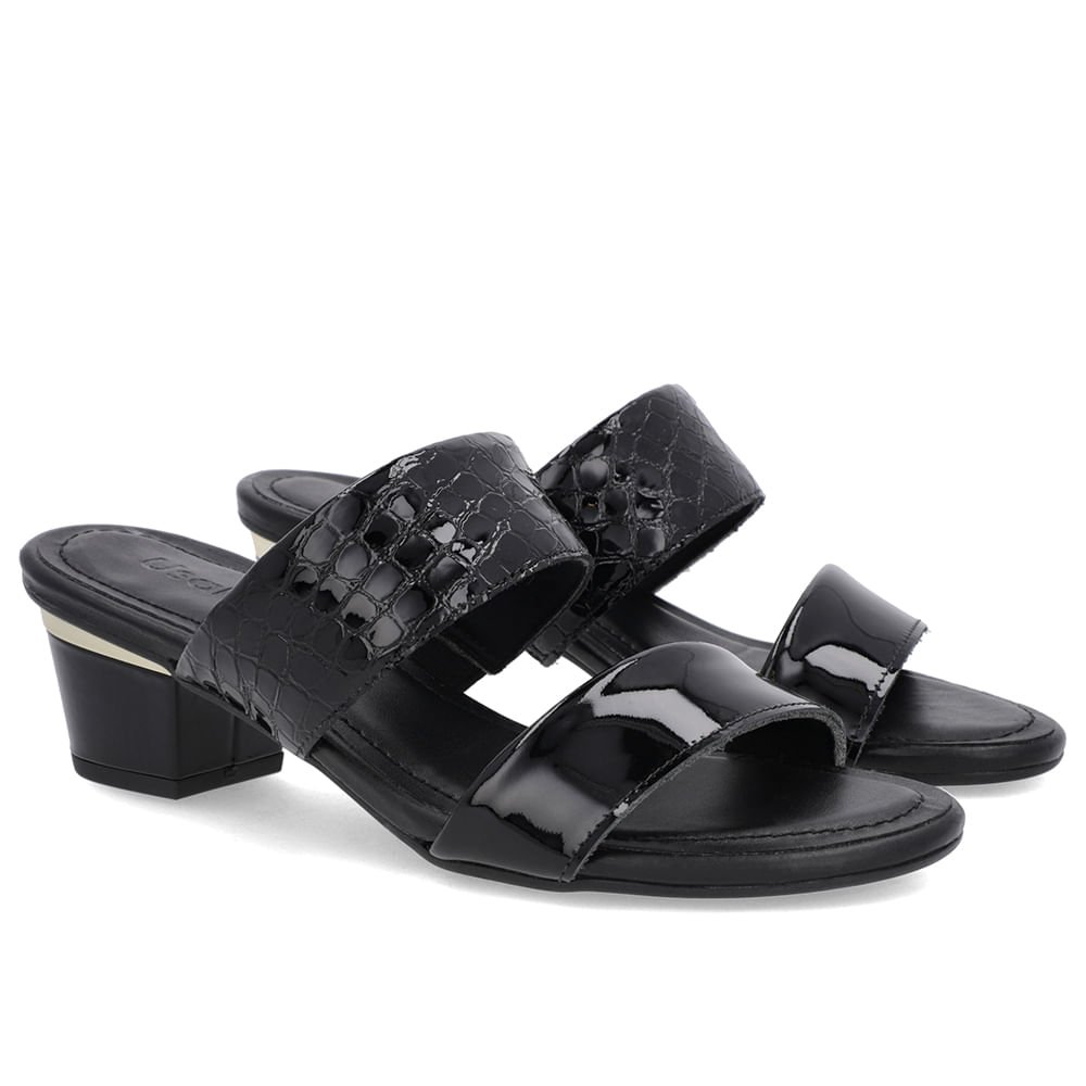 Tamanco Preto Verniz Croco Tiras Preto 2