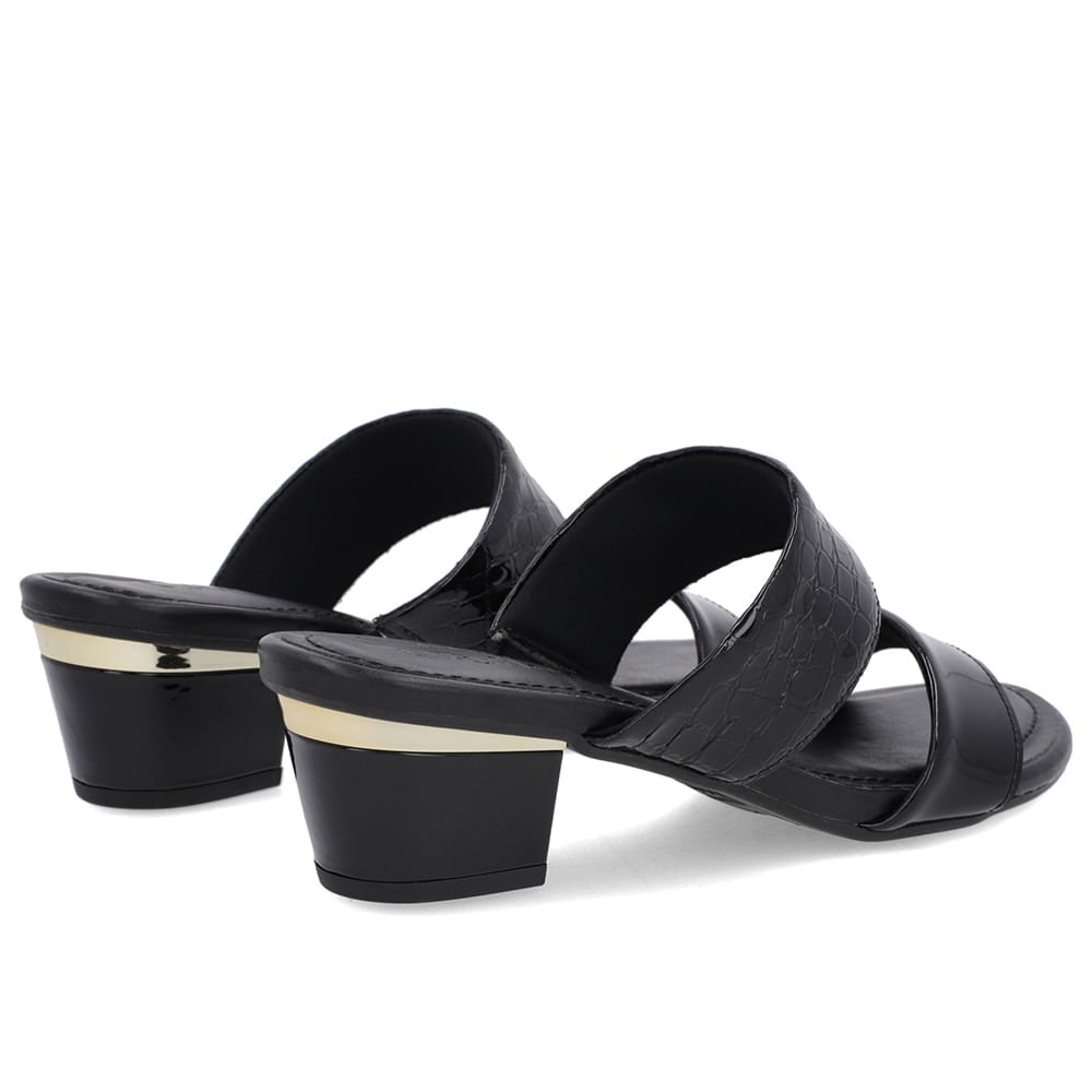 Tamanco Preto Verniz Croco Tiras Preto 3