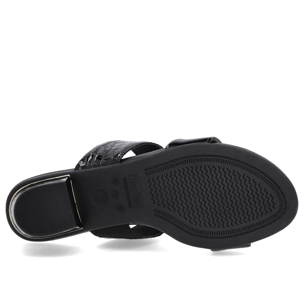 Tamanco Preto Verniz Croco Tiras Preto 5