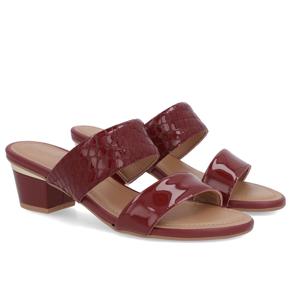 Tamanco Vermelho Verniz Croco Tiras Vermelho 4