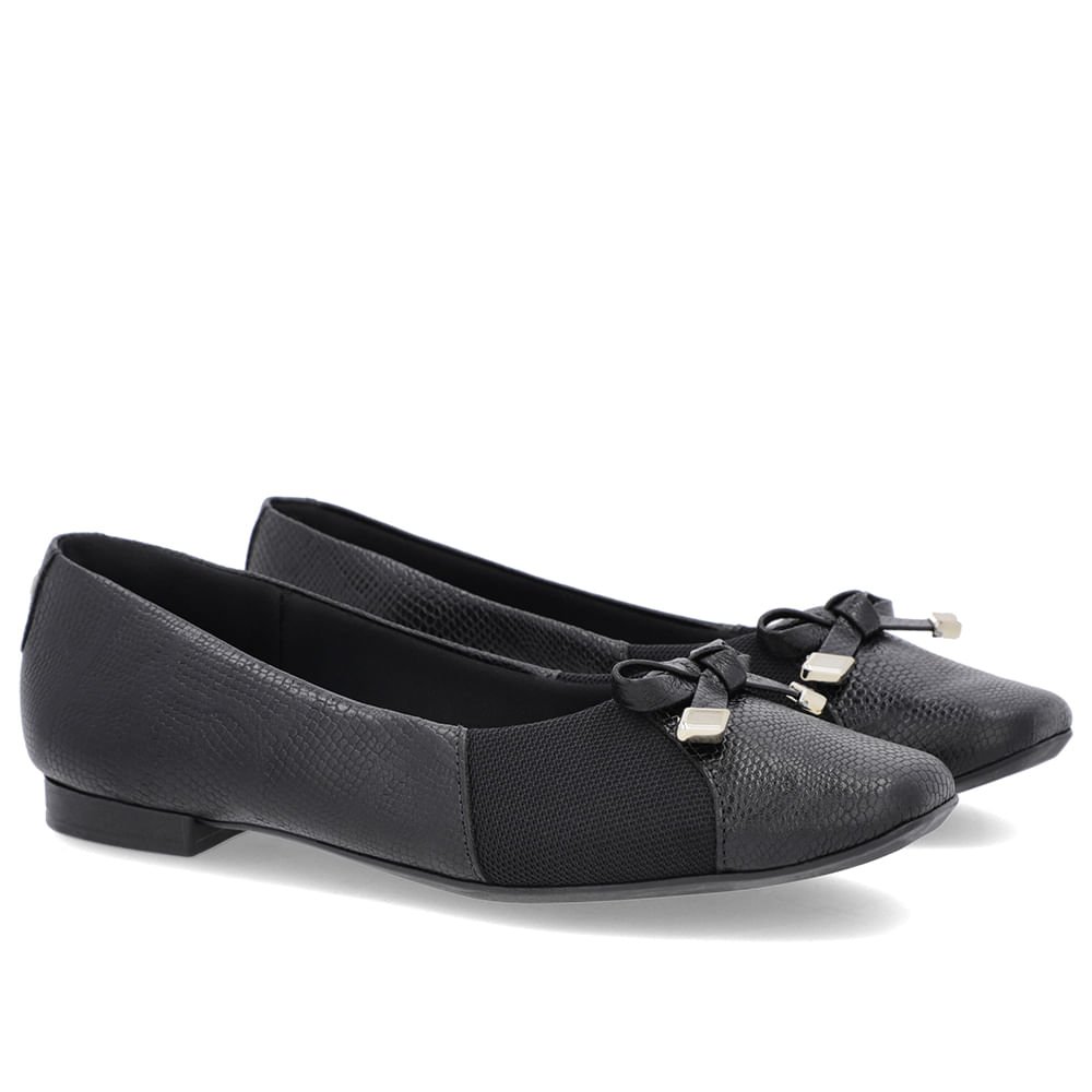 Sapatilha Preta Couro Textura Preto 2