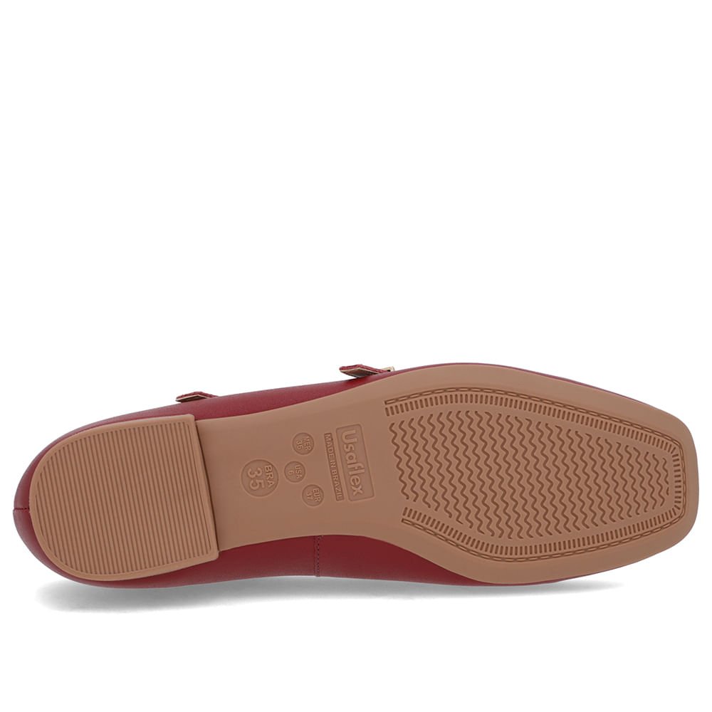 Sapatilha Vermelha Couro Tiras Fivelas Vermelho 5