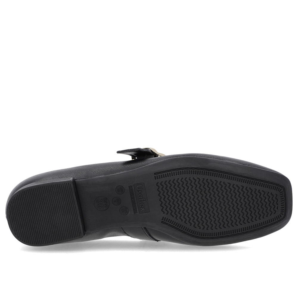 Sapatilha Preta Couro Tira Fivela Preto 5