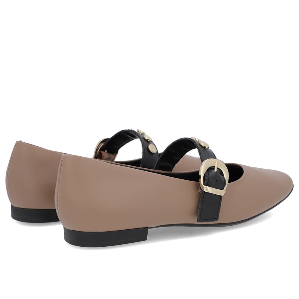 Sapatilha Marrom Claro Couro Tira Fivela Marrom 3