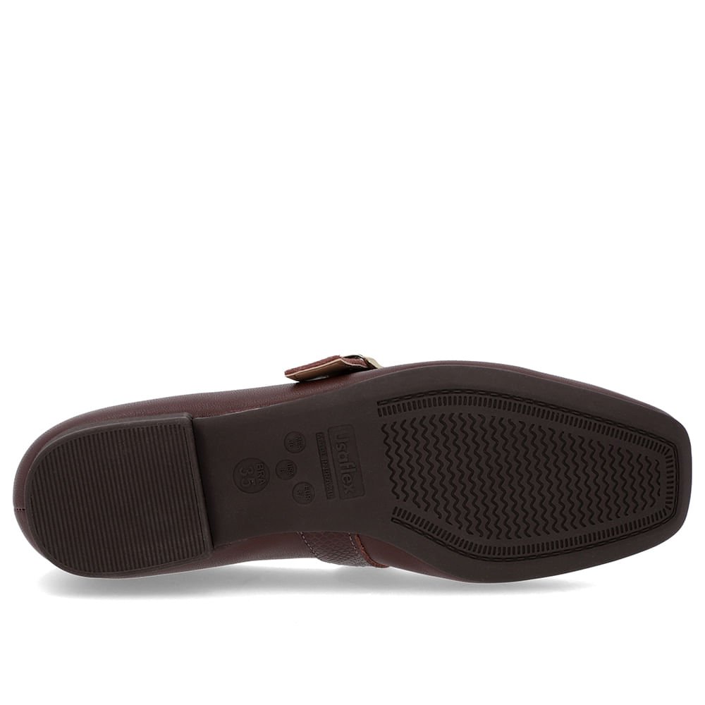 Sapatilha Marrom Couro Tira Fivela Marrom 5