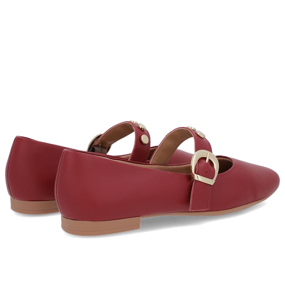 Sapatilha Vermelha Couro Tira Fivela Vermelho 3