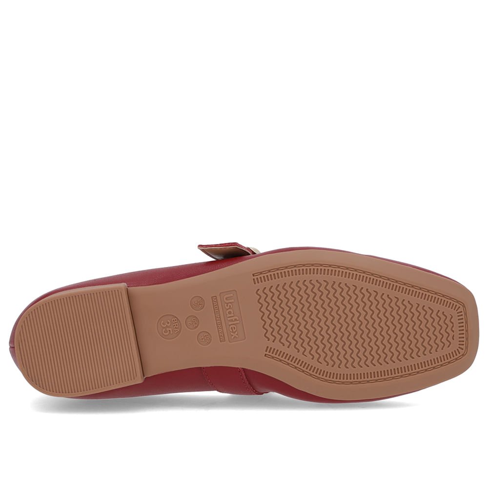 Sapatilha Vermelha Couro Tira Fivela Vermelho 5