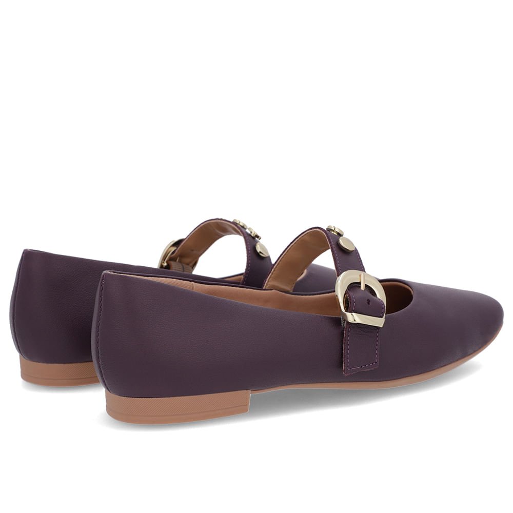 Sapatilha Roxa Couro Tira Fivela Roxo 3