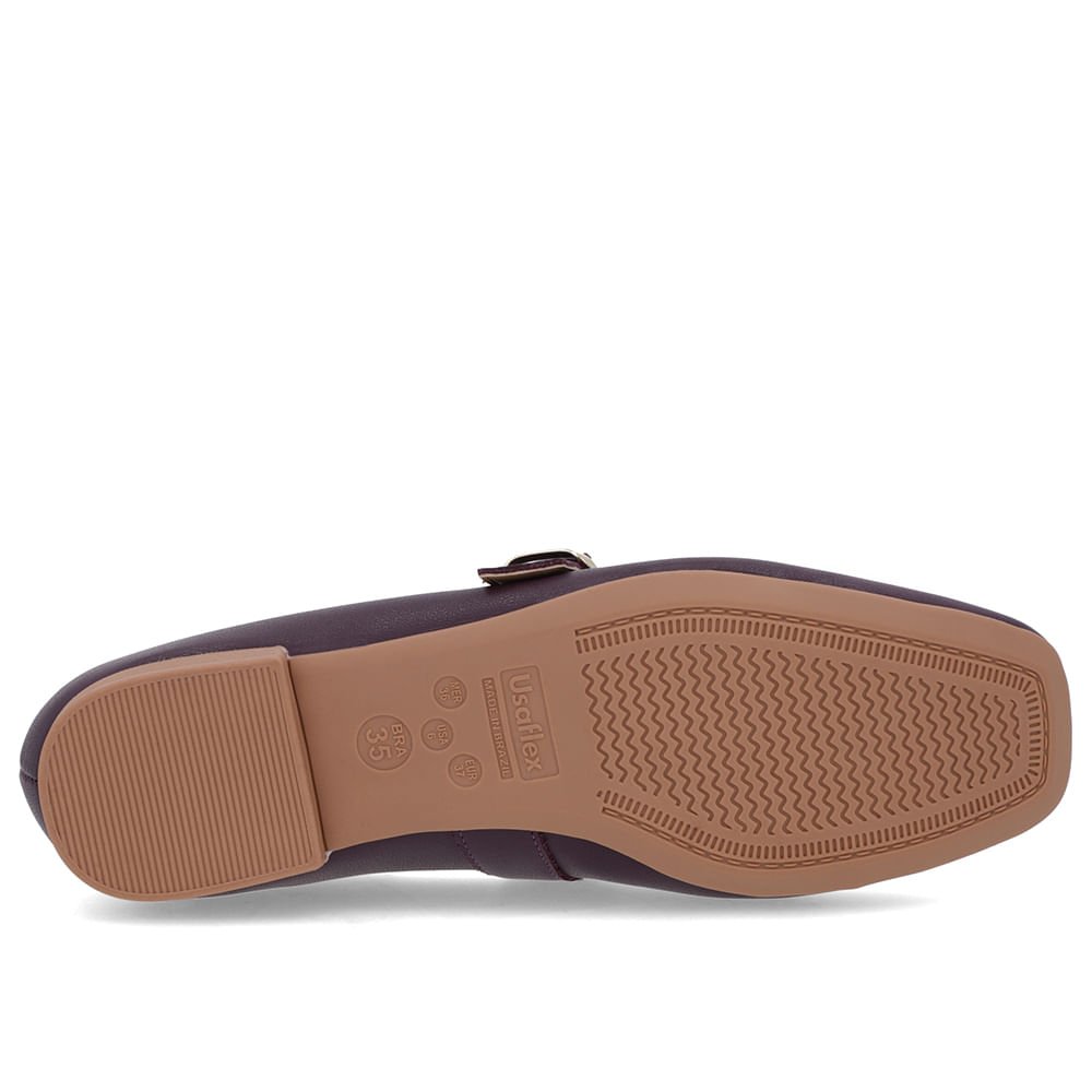 Sapatilha Roxa Couro Tira Fivela Roxo 5