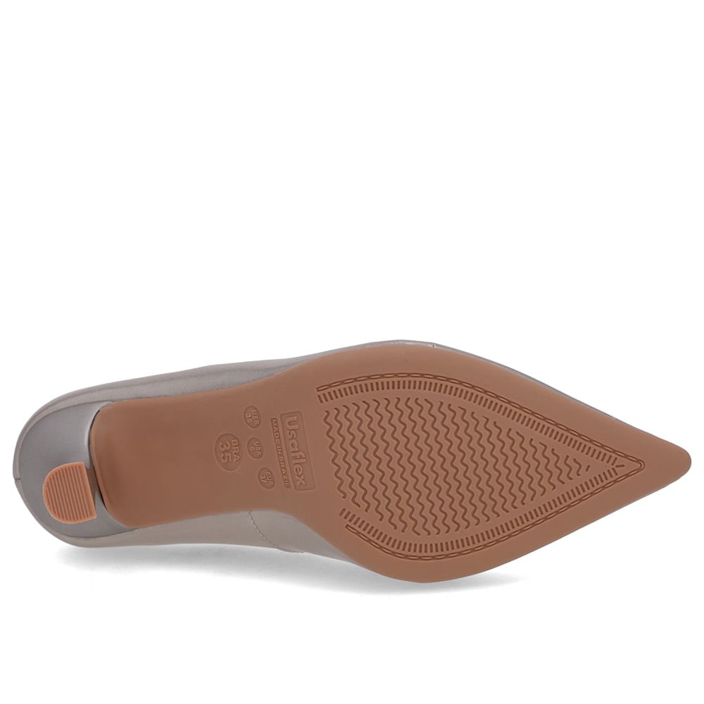 Scarpin Aço Couro Bico Fino Detalhe Recorte Cinza 5