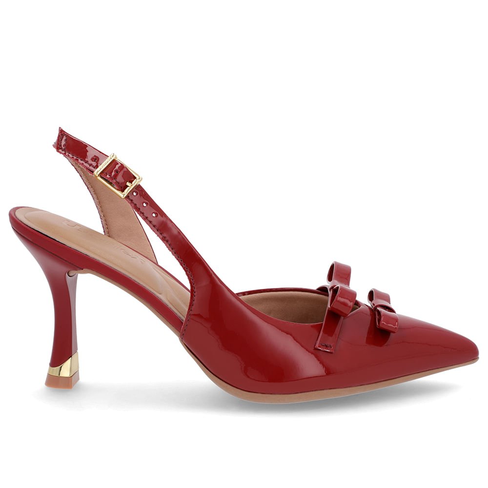 Slingback Vermelho Laço Verniz