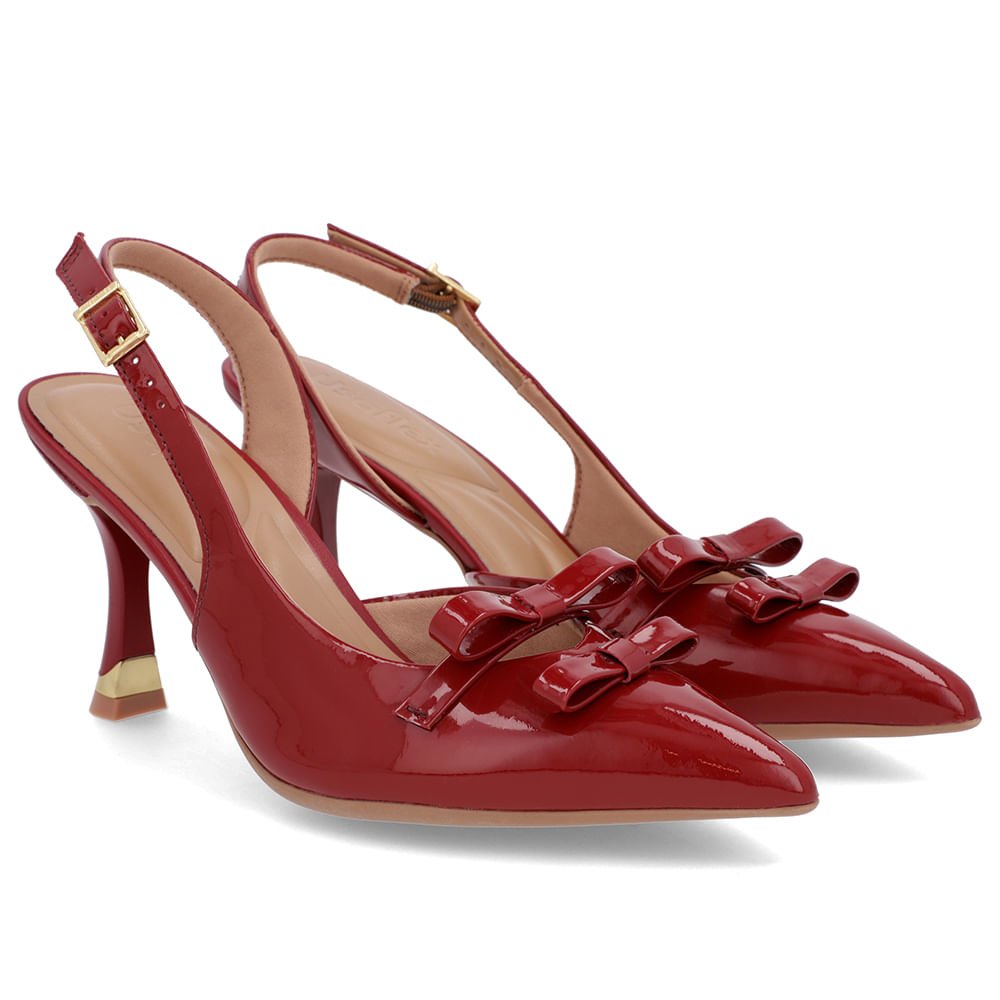 Slingback Vermelho Laço Verniz Vermelho 4
