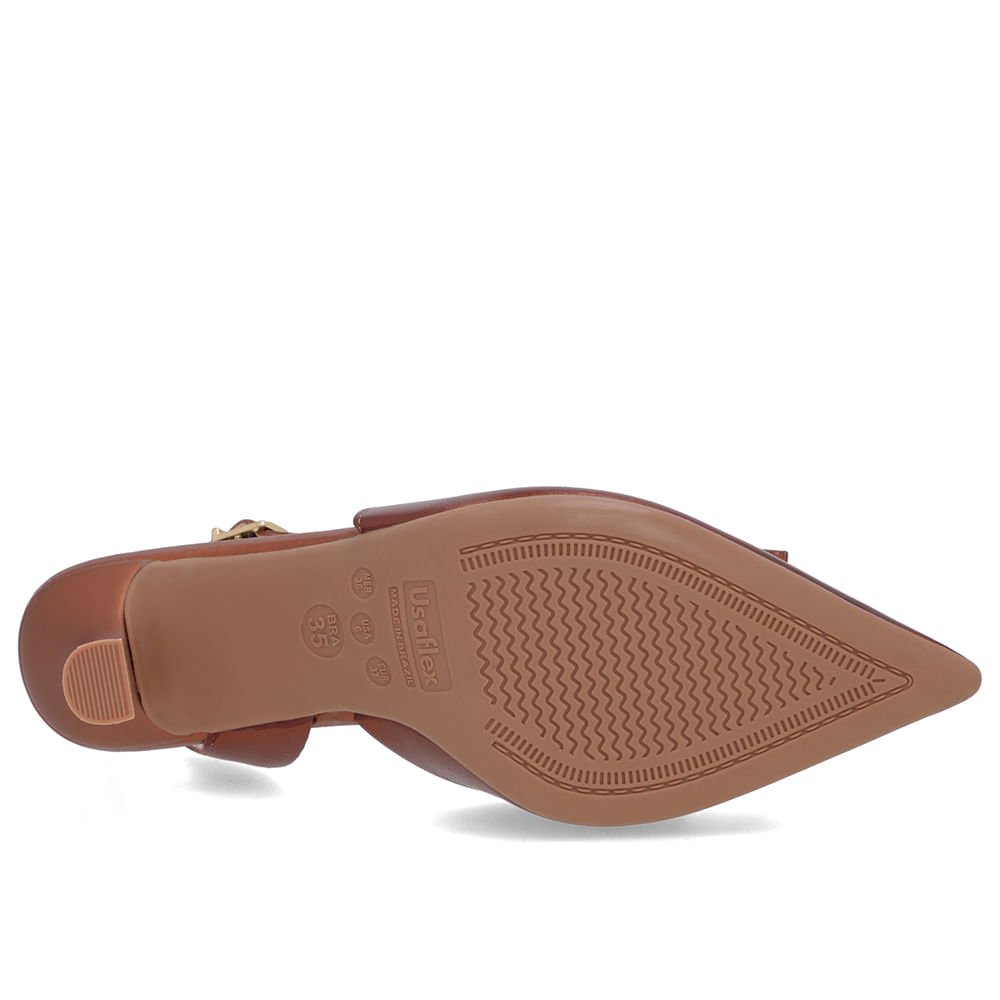 Slingback Cobre Laço Couro Marrom 5