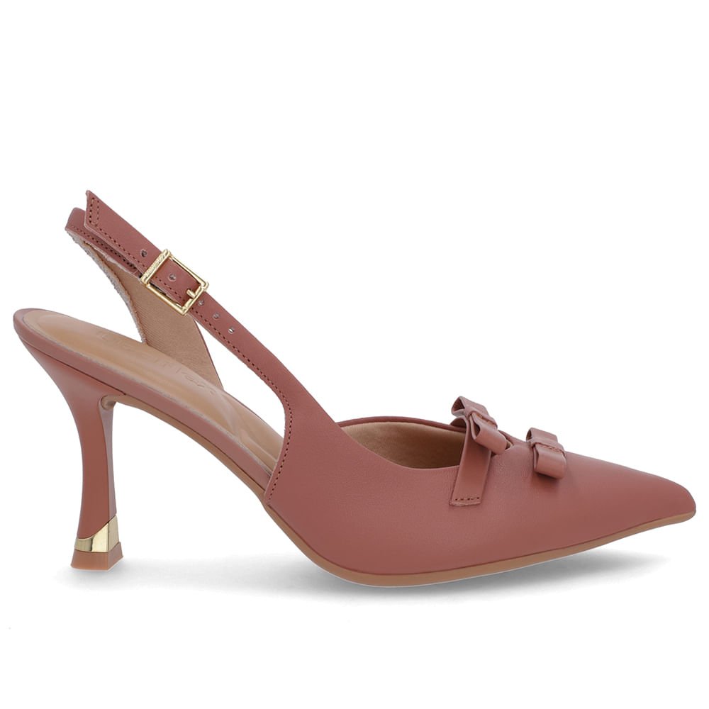 Slingback Rosa Laço Couro
