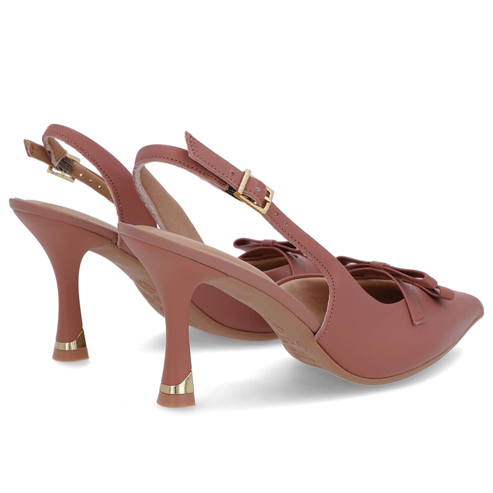 Slingback Rosa Laço Couro Rosa 3