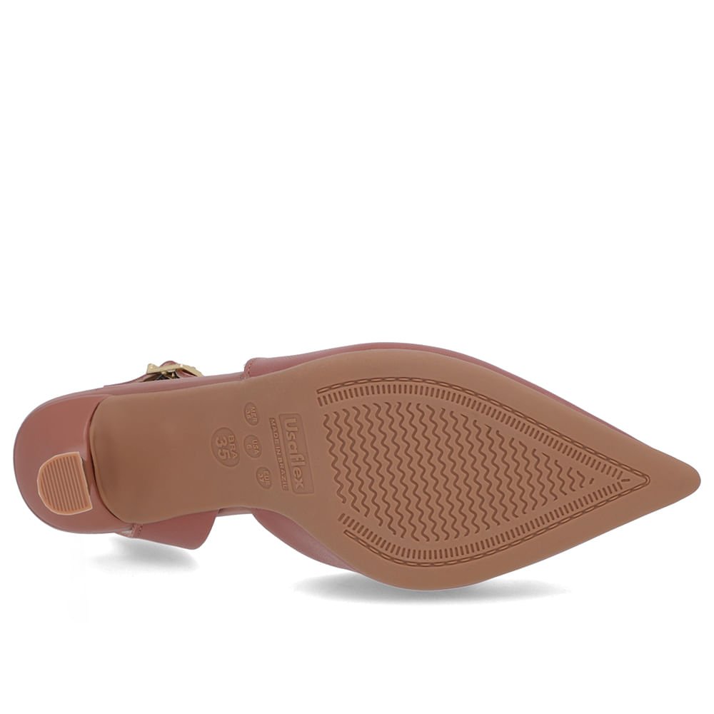 Slingback Rosa Laço Couro Rosa 5