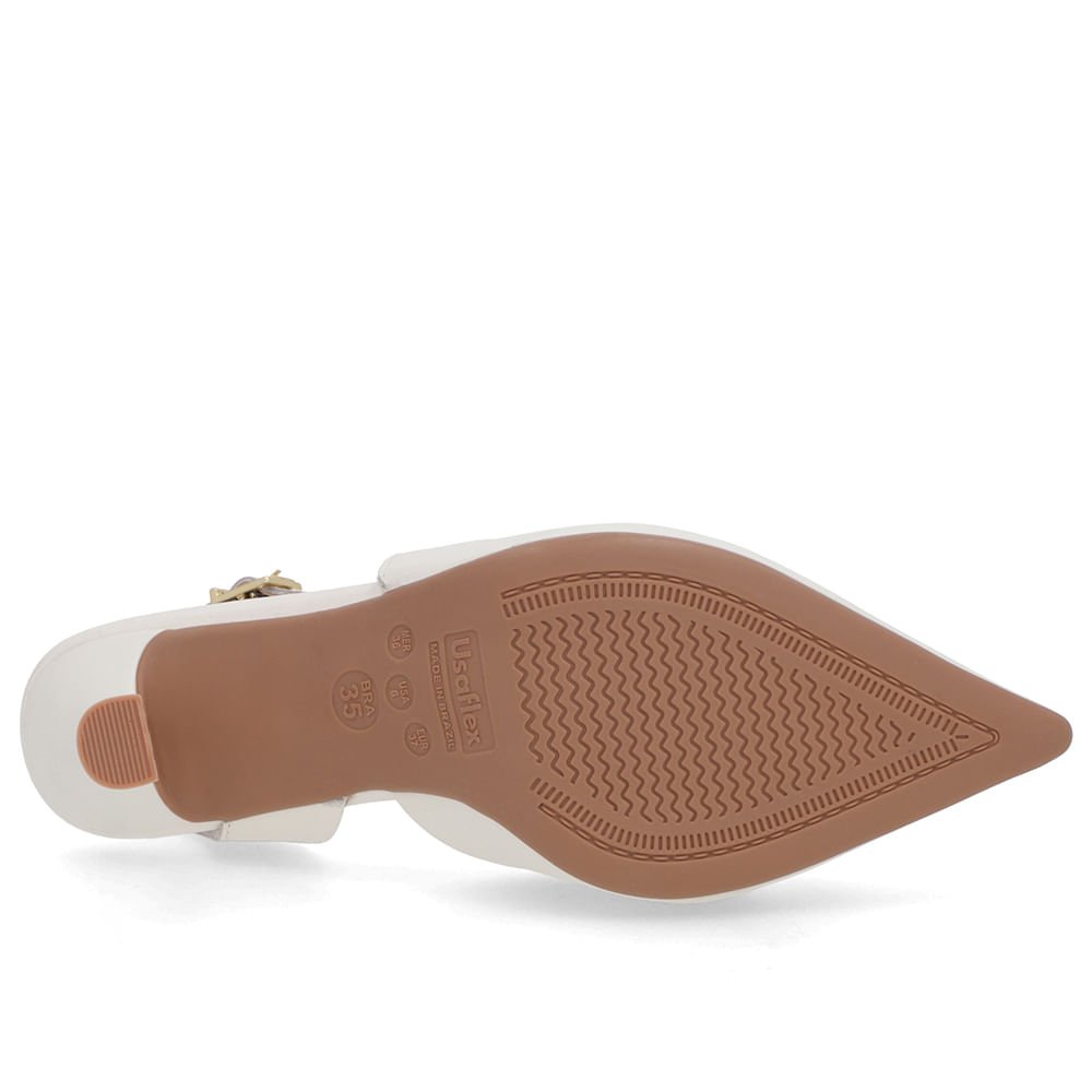 Slingback Branco Marfim Laço Couro Branco 5