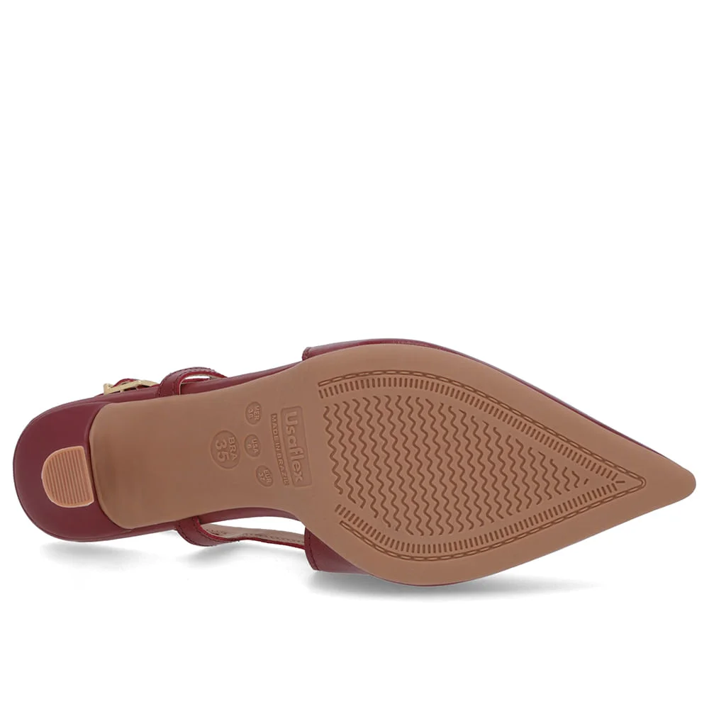 Slingback Vermelho Tira Lateral Couro Textura Vermelho 5