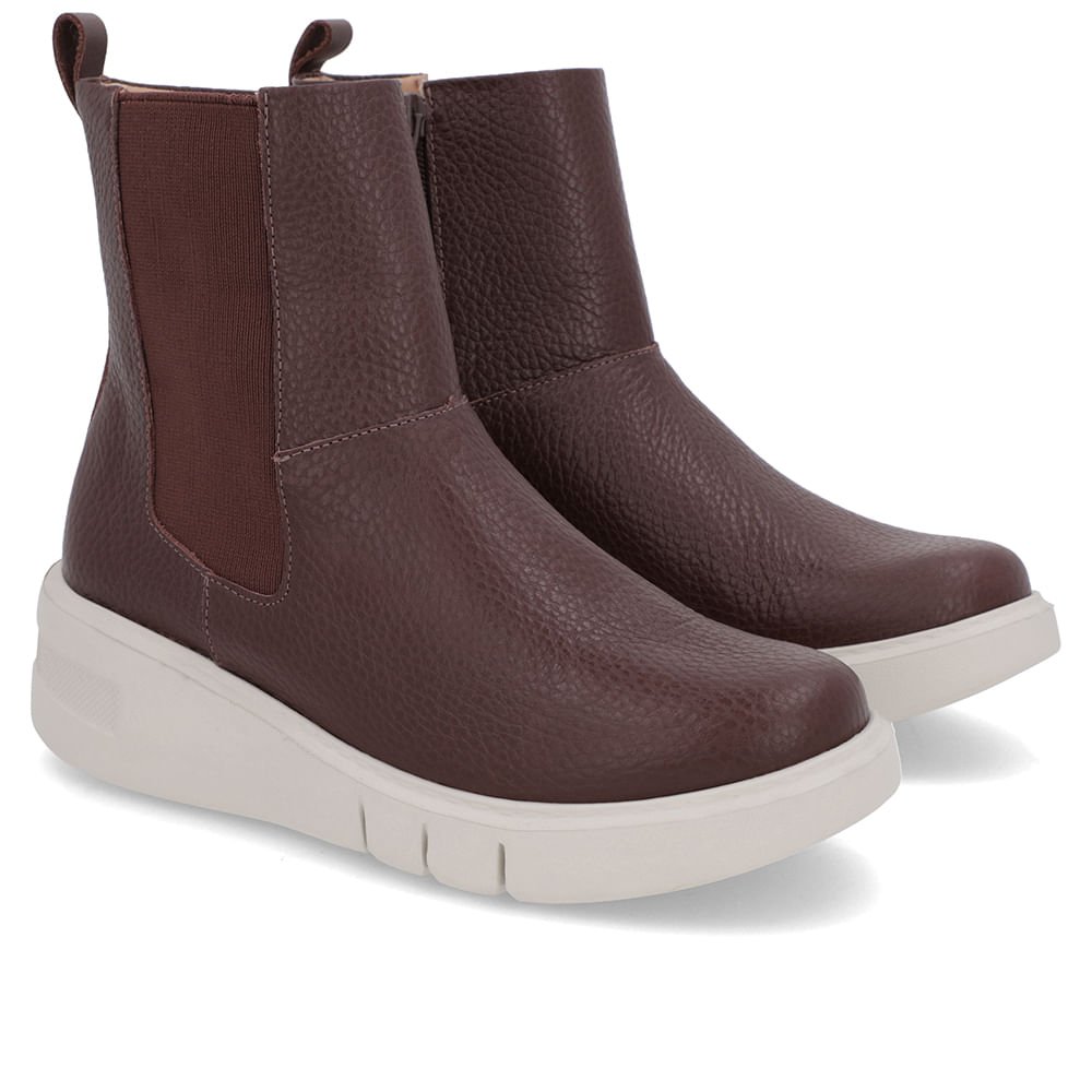 Bota Coturno Couro Marrom Elástico Lateral Marrom 3