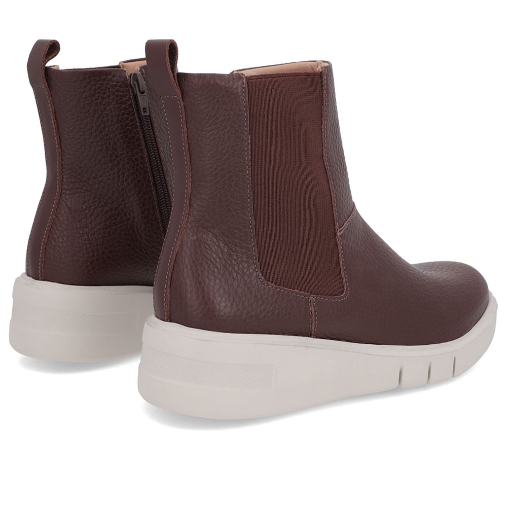 Bota Coturno Couro Marrom Elástico Lateral Marrom 4