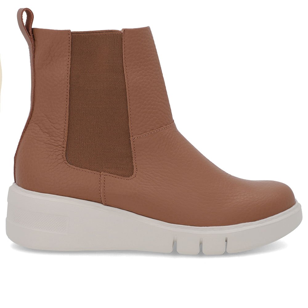 Bota Coturno Couro Marrom Elástico Lateral