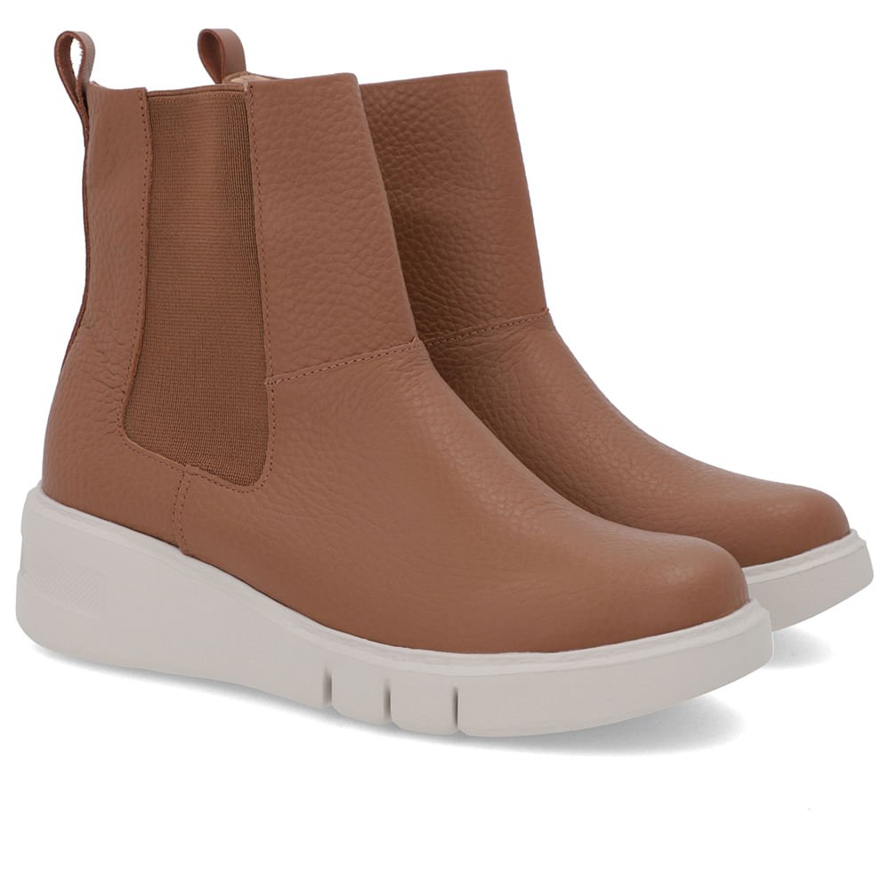 Bota Coturno Couro Marrom Elástico Lateral Marrom 4