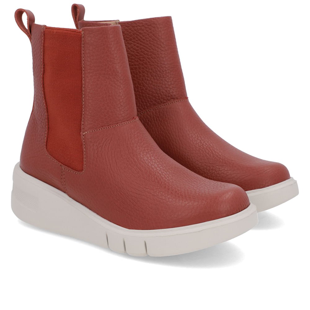 Bota Coturno Couro Marrom Elástico Lateral Marrom 2