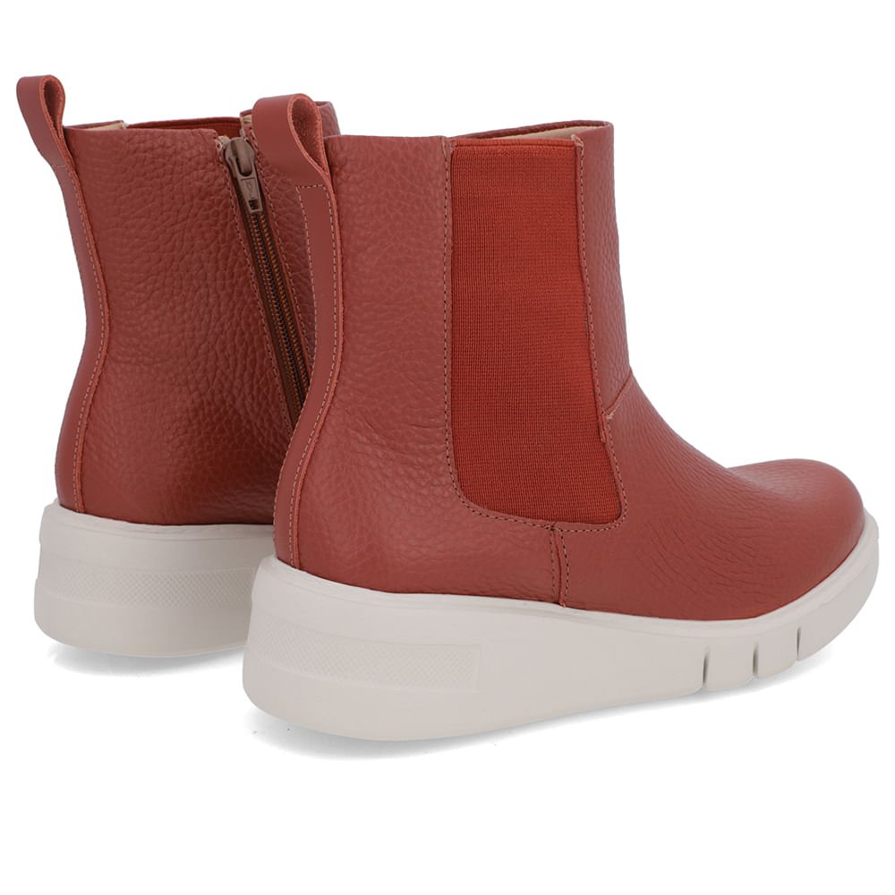 Bota Coturno Couro Marrom Elástico Lateral Marrom 3