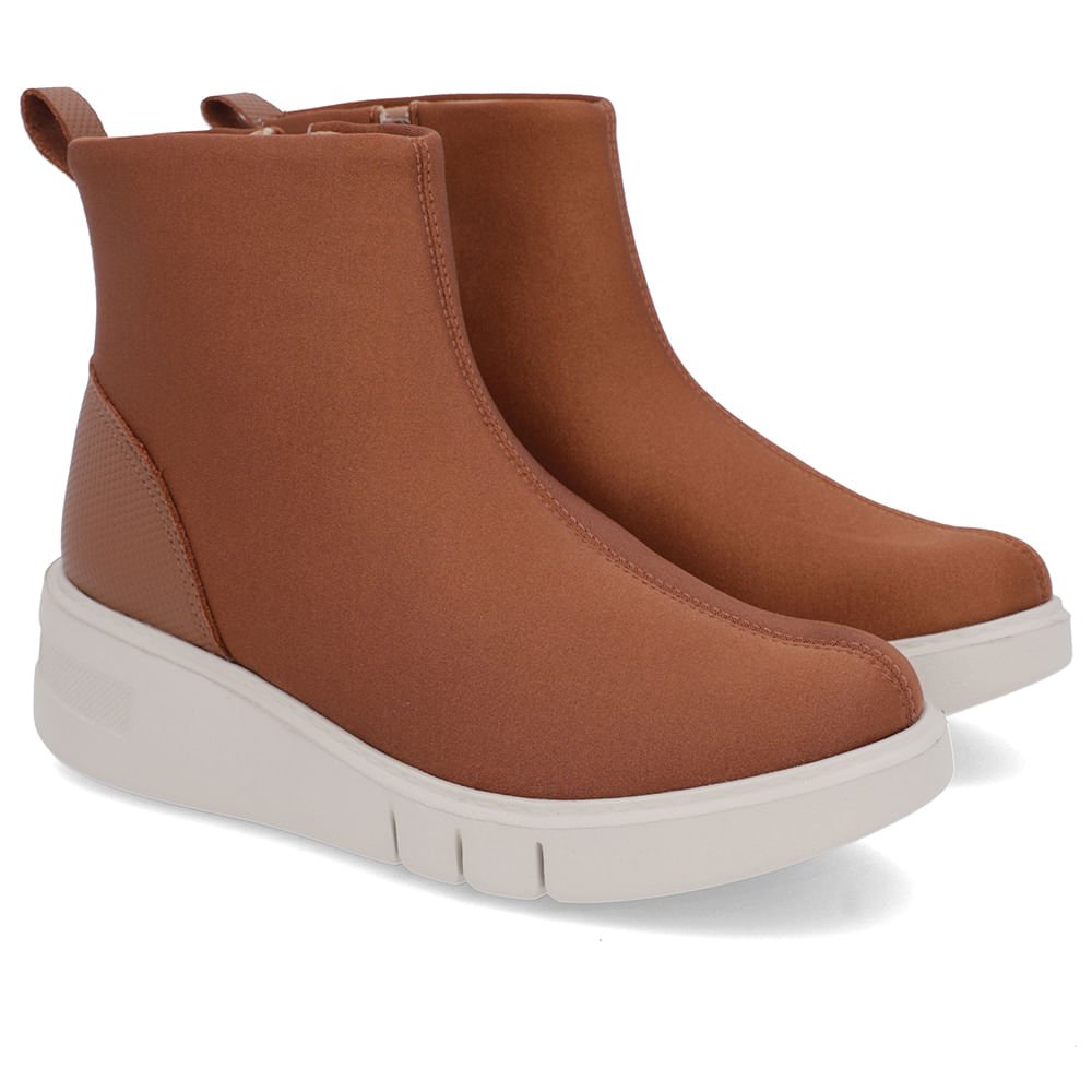 Bota Tecido Marrom Cano Baixo Marrom 4