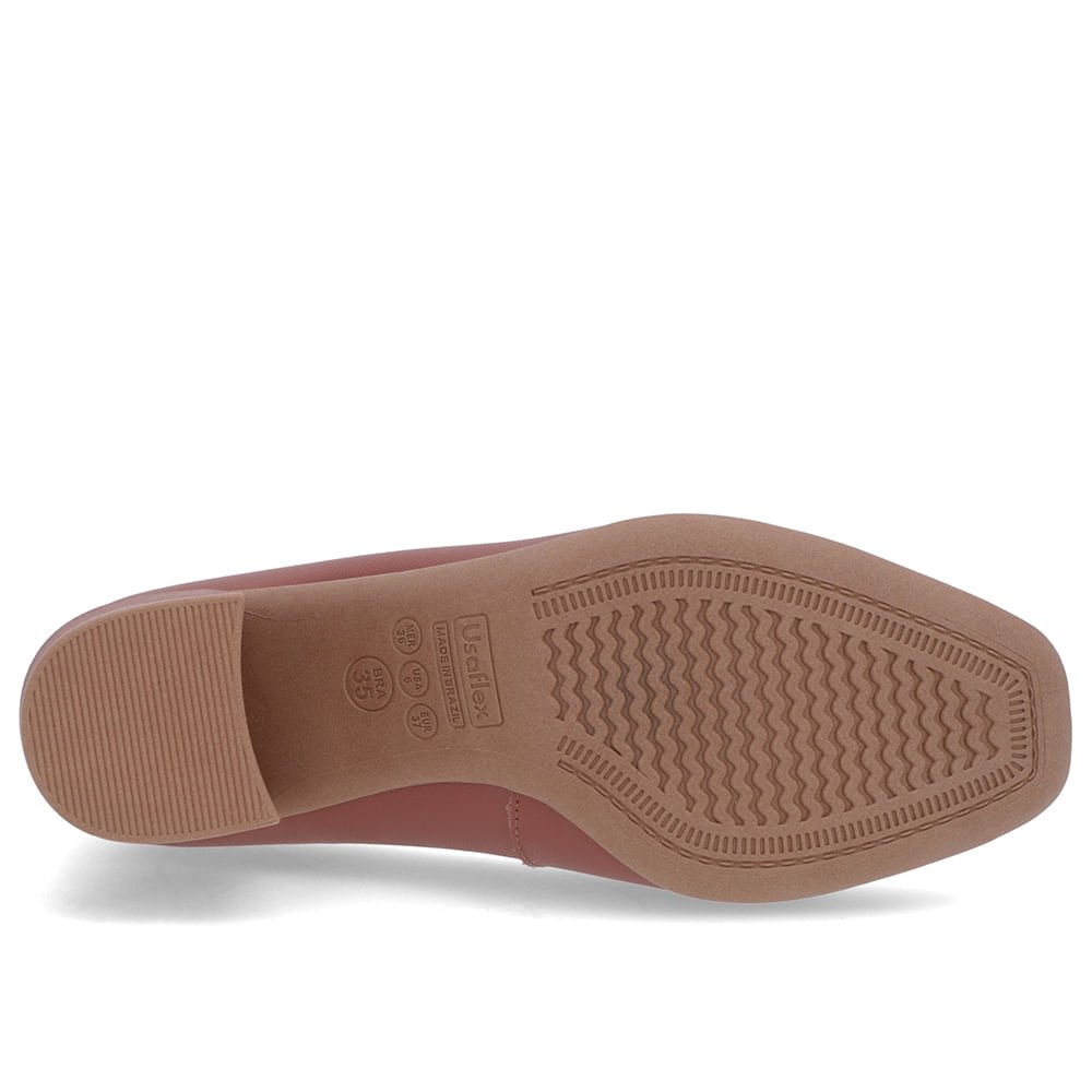 Scarpin Rosa Couro Bico Quadrado Detalhe Salto Rosa 5