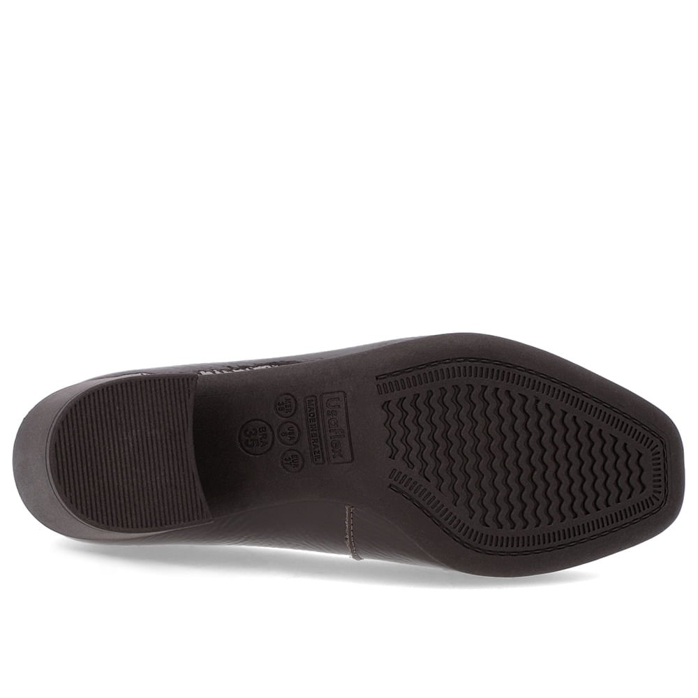 Scarpin Marrom Couro Bico Quadrado Detalhe Salto Marrom 5