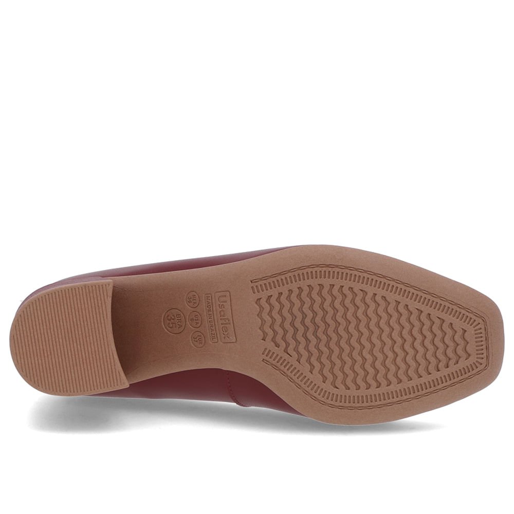 Scarpin Vermelho Couro Bico Quadrado Detalhe Salto Bordô 5