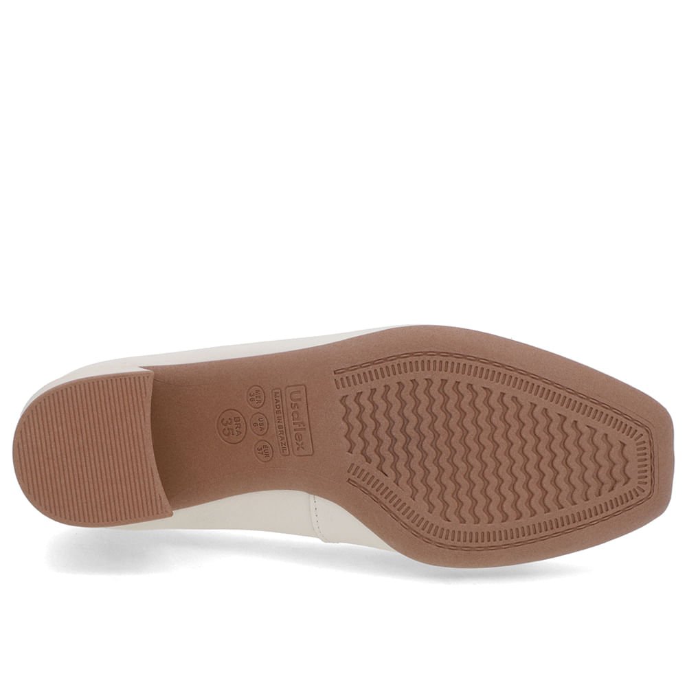 Scarpin Branco Marfim Couro Bico Quadrado Detalhe Salto Branco 5