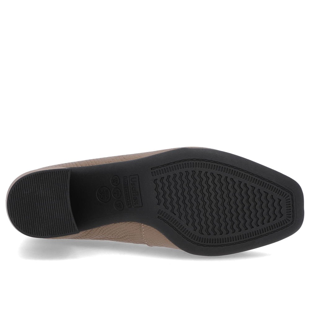 Scarpin Marrom Claro Couro Bico Quadrado Detalhe Salto Marrom 5