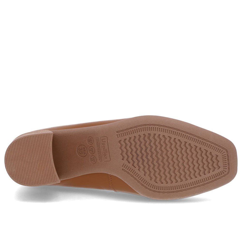 Scarpin Marrom Couro Bico Quadrado Detalhe Salto Marrom 5
