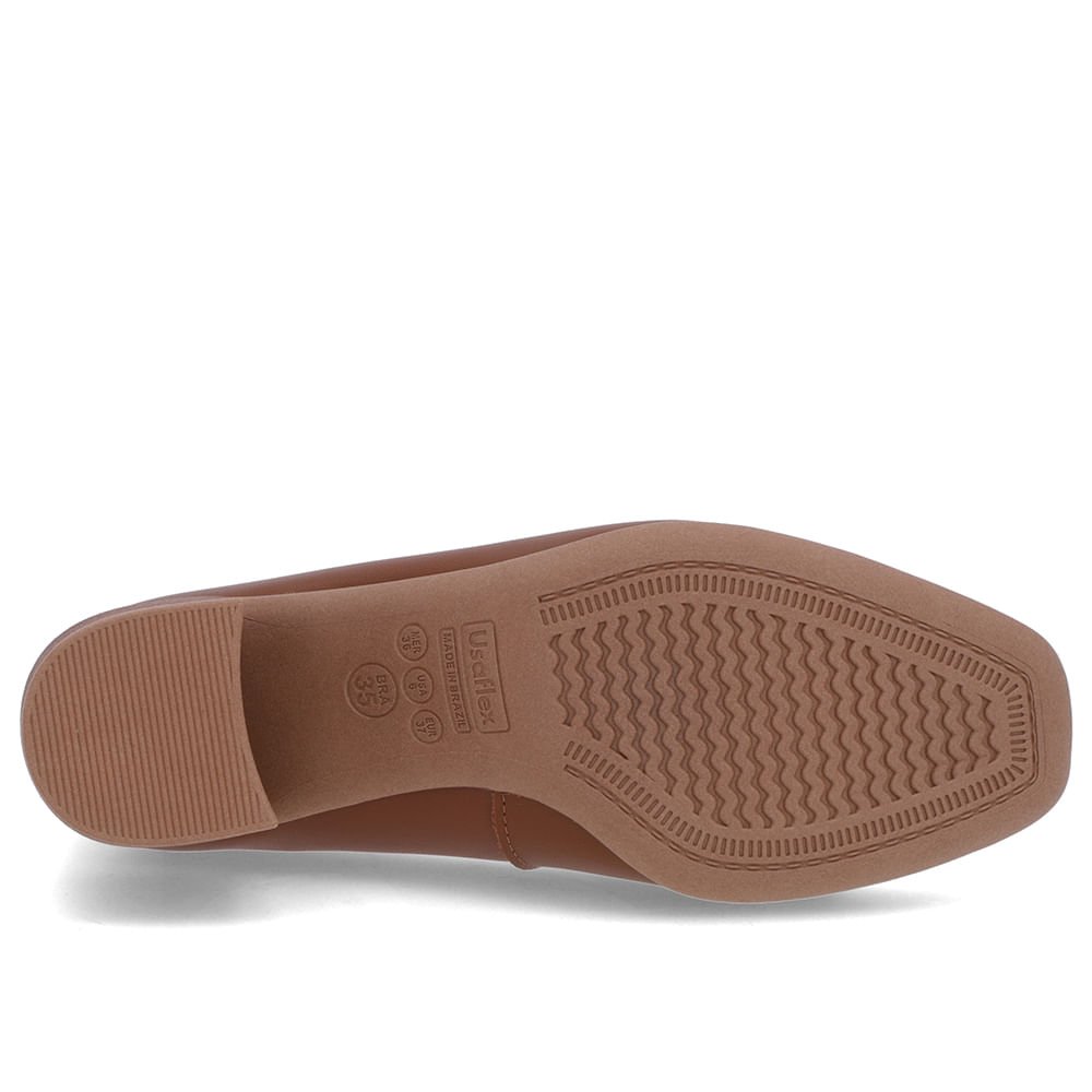 Scarpin Marrom Couro Bico Quadrado Detalhe Salto Marrom 5