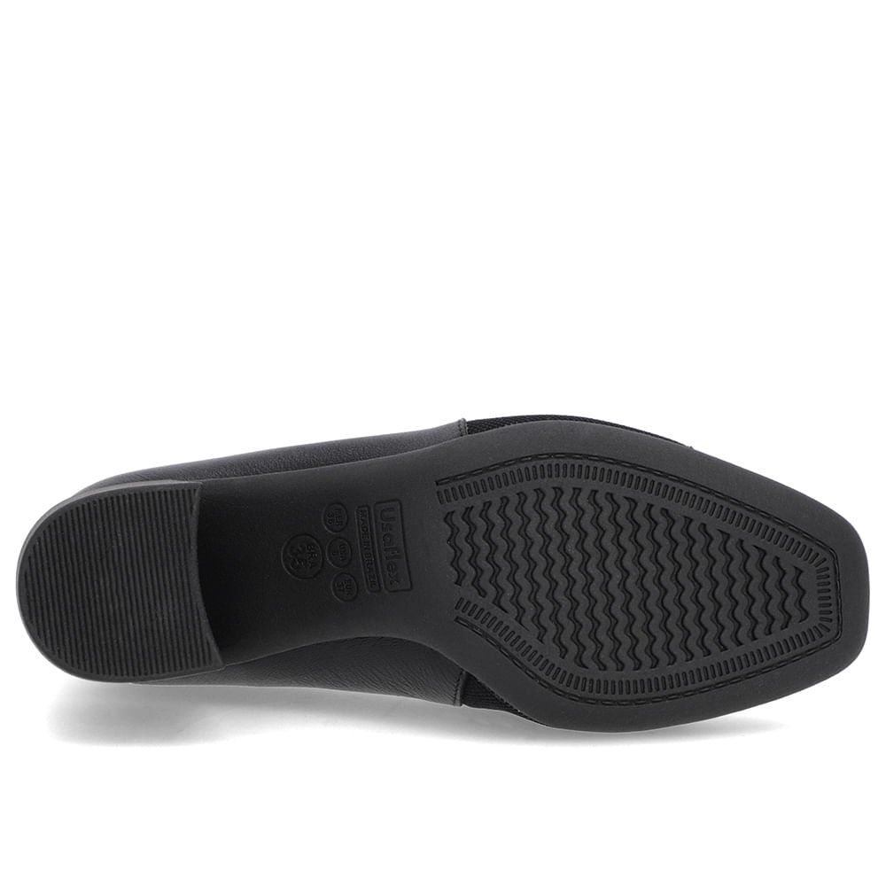 Scarpin Preto Couro Detalhe Tecido Preto 5