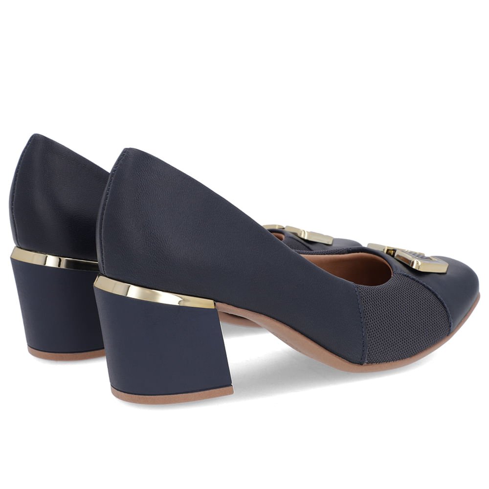 Scarpin Azul Couro Detalhe Tecido Azul 3