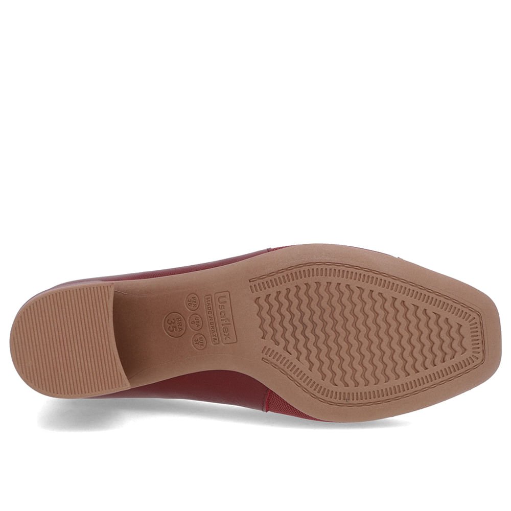 Scarpin Vermelho Couro Detalhe Tecido Bordô 5