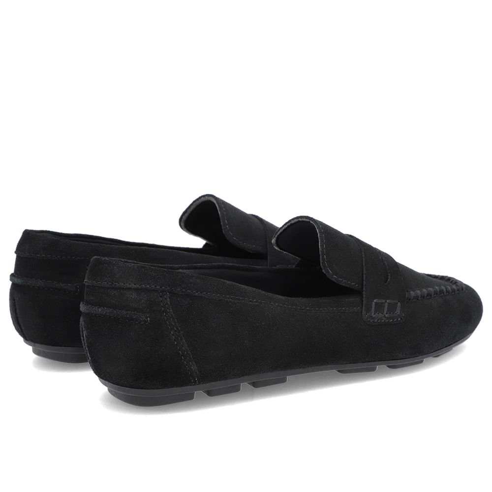 Loafer Preto Couro Camurça Costuras Preto 3