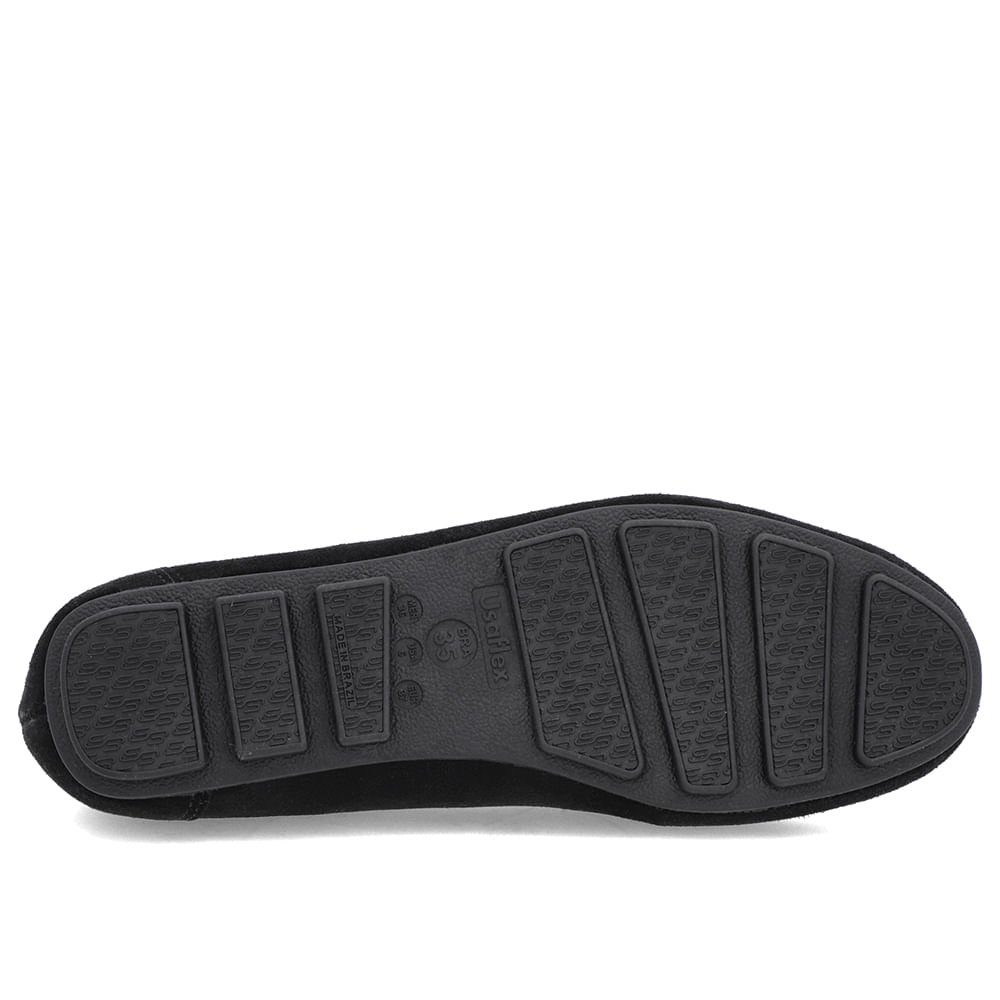Loafer Preto Couro Camurça Costuras Preto 5
